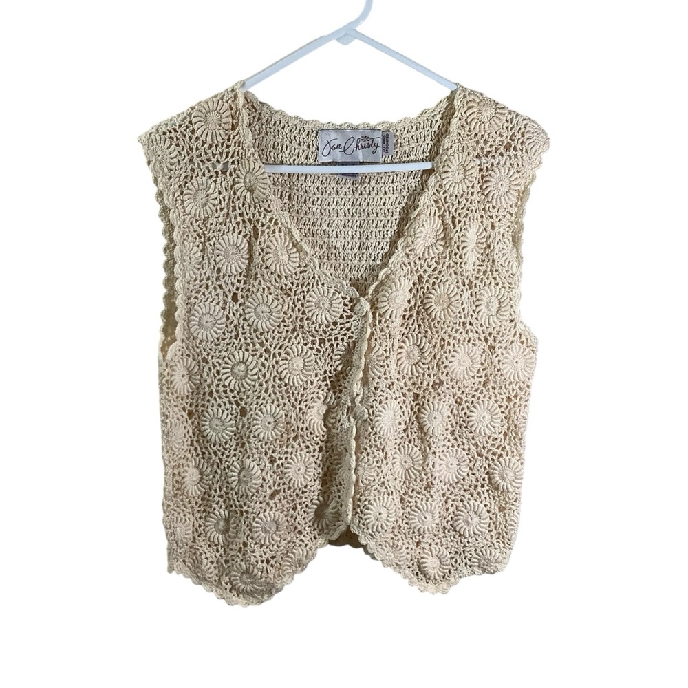 Jon Christy Crocheted Top Vest Cream 100% Cotton